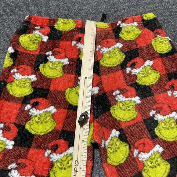 The Grinch Pants Mens XL Red Black Buffalo Plaid Fleece Christmas Lounge Pajama - Picture 7 of 8